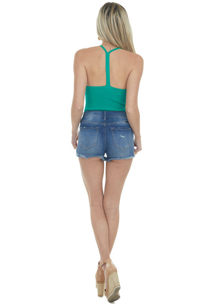 Deep Kelly Green Racerback Sleeveless Bodysuit