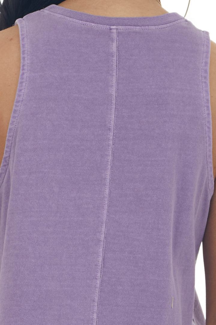 Grape Vintage Wash Crew Neck Knit Tank Top
