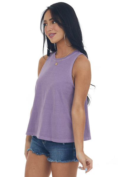 Grape Vintage Wash Crew Neck Knit Tank Top