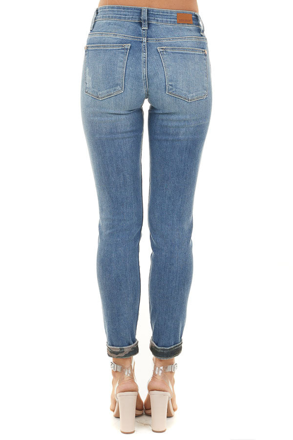 Judy Blue Medium Wash Distressed Skinny Jeans with Camo Print Patch ...
