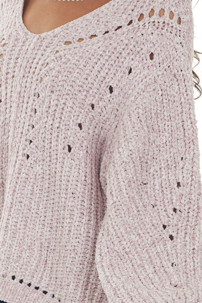 Blush Two Tone Chenille Pointelle Sweater