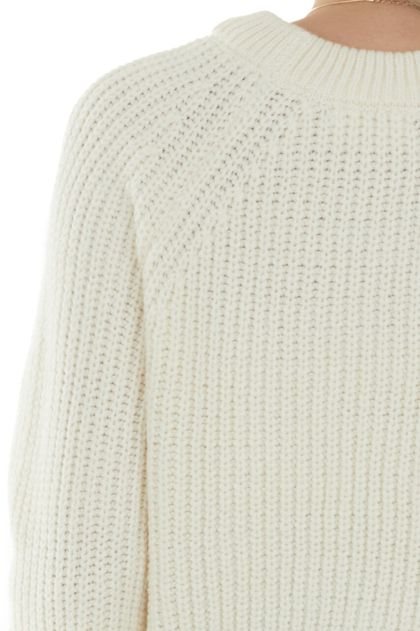 Vanilla Raglan Sleeve Slight Crop Sweater & Lime Lush