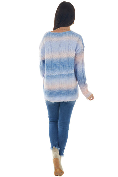 Cornflower Multicolor Cable Knit Fuzzy Sweater