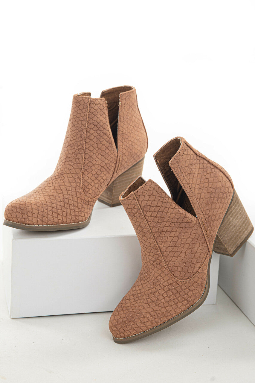 Sienna Snakeskin and Faux Suede Heeled Bootie
