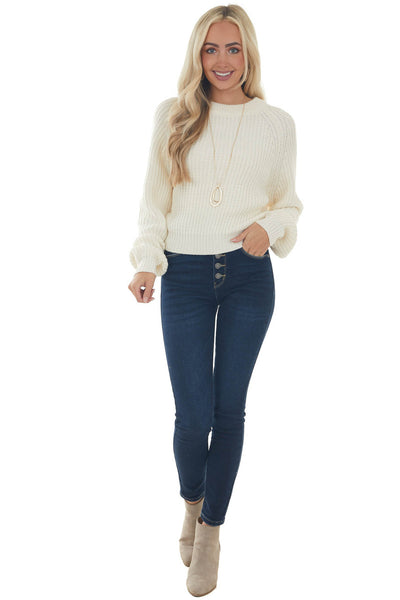 Vanilla Raglan Sleeve Slight Crop Sweater 