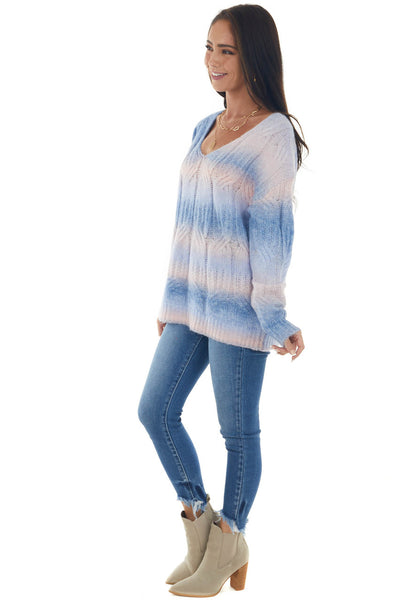 Cornflower Multicolor Cable Knit Fuzzy Sweater