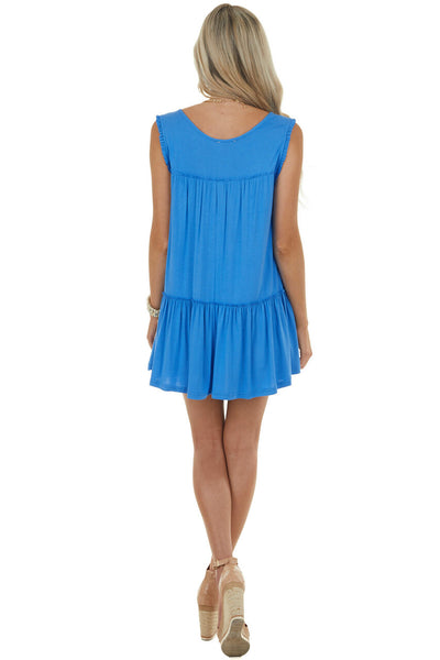 Sapphire Sleeveless Tunic Knit Top with Frill Details