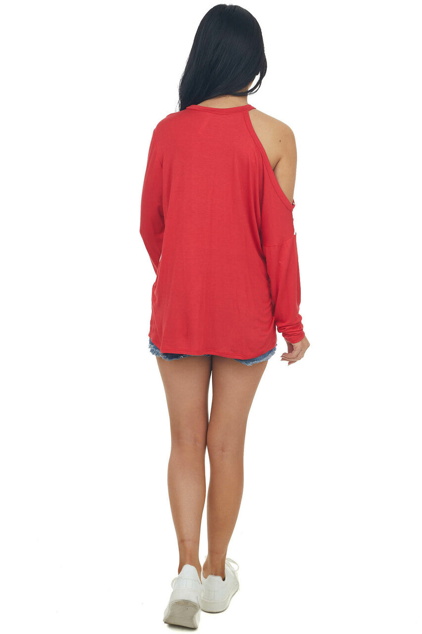 Ruby One Cold Shoulder Top with Heart Details