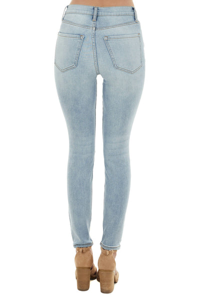 Light Wash High Rise Knee Torn Skinny Jeans 