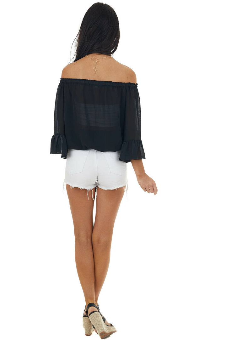 Black Off The Shoulder Top with Ruffle Detail
