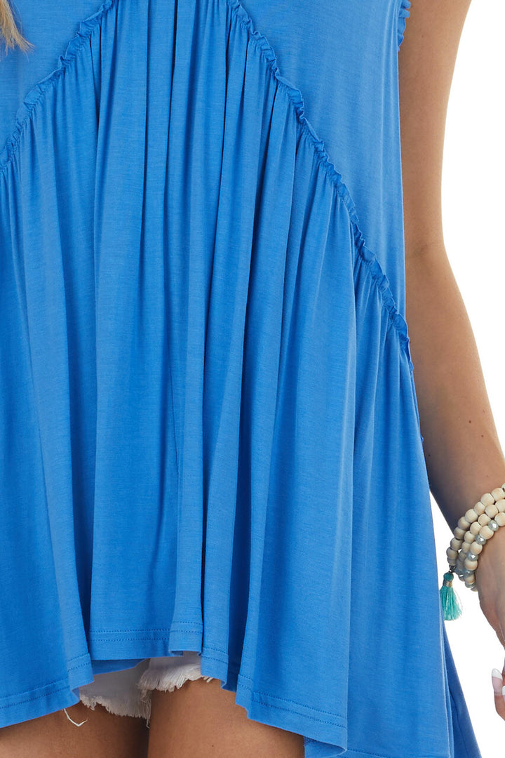 Sapphire Sleeveless Tunic Knit Top with Frill Details