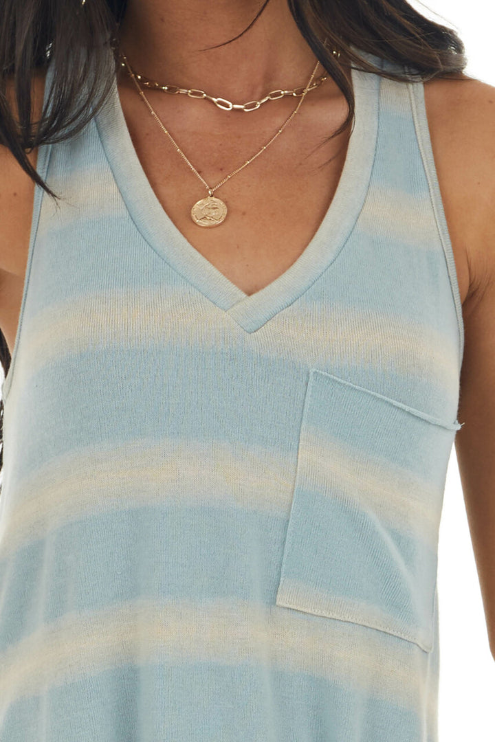 Vintage Juniper Striped Sleeveless V Neck Top 