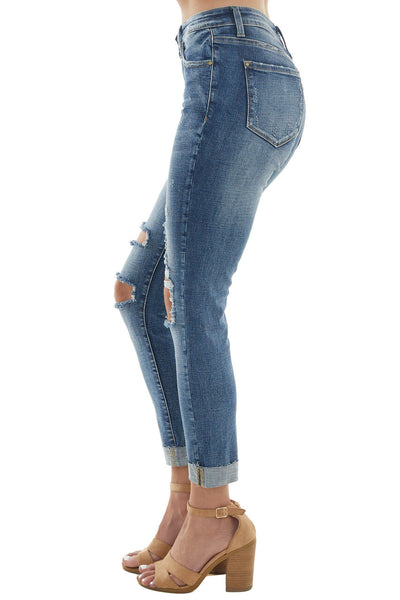 Medium Mid Rise Relaxed Fit Distressed Jeans
