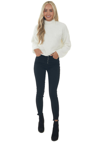 Ivory Soft Faux Fur Mock Neck Crop Top 