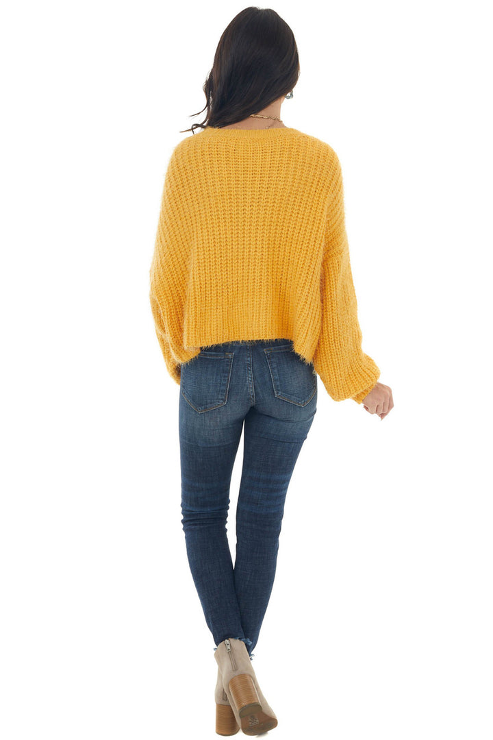Amber Long Sleeve Fuzzy Cable Knit Sweater