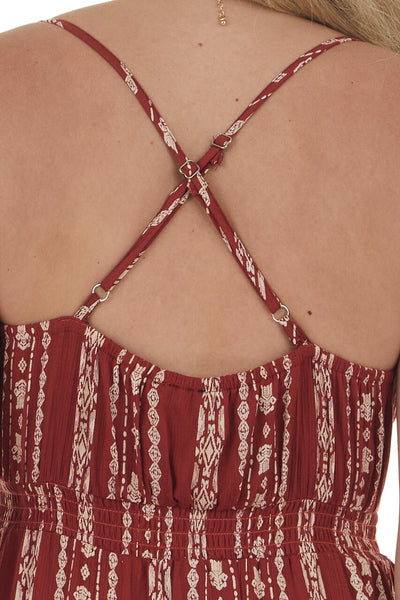 Light Rosewood Printed Sleeveless Maxi Dress