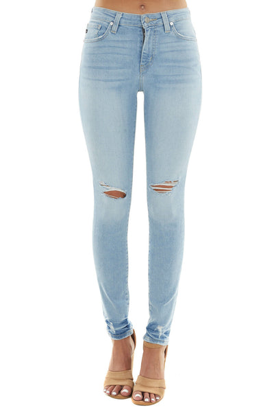 Light Wash High Rise Distressed Skinny Jeans 