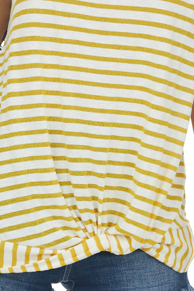 Amber Striped Sleeveless Tank Top with Twist Front 