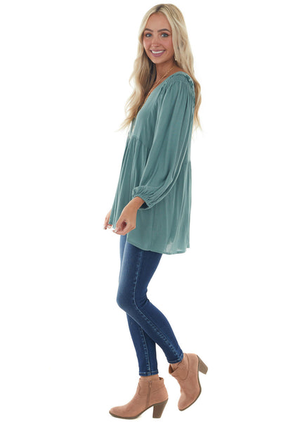 Juniper Bubble Sleeve Babydoll Woven Top