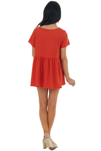 Rust Short Sleeve Top with Lace Detail 