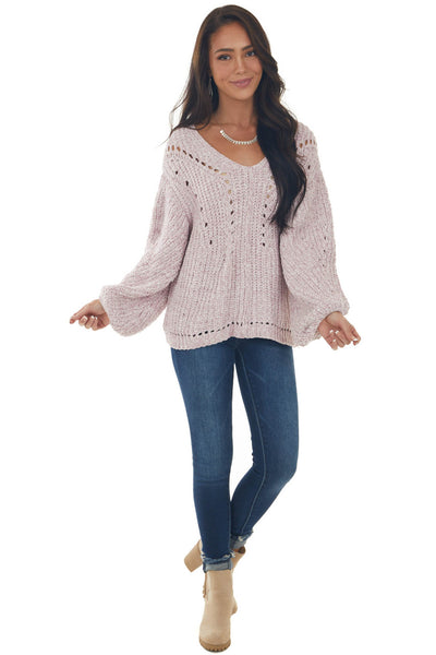 Blush Two Tone Chenille Pointelle Sweater