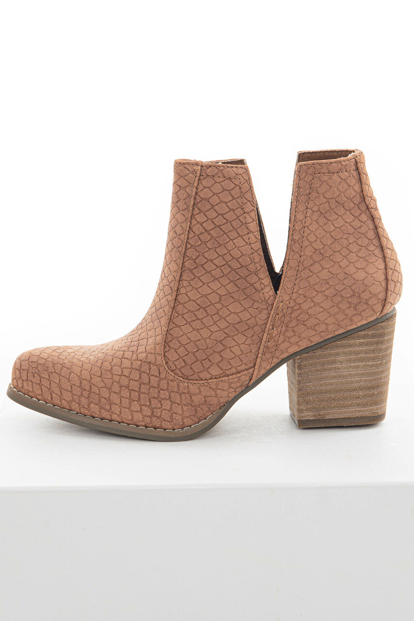 Sienna Snakeskin and Faux Suede Heeled Bootie