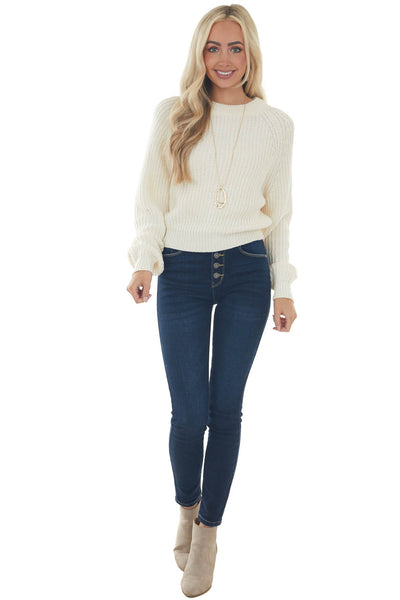 Vanilla Raglan Sleeve Slight Crop Sweater 