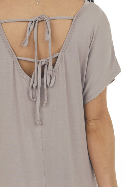 Mocha Knit Mini Tee Shirt Dress with Pockets