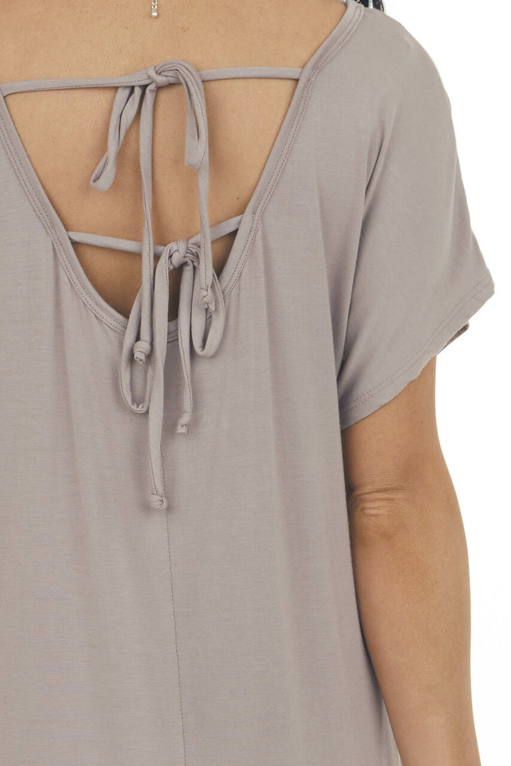 Mocha Knit Mini Tee Shirt Dress with Pockets