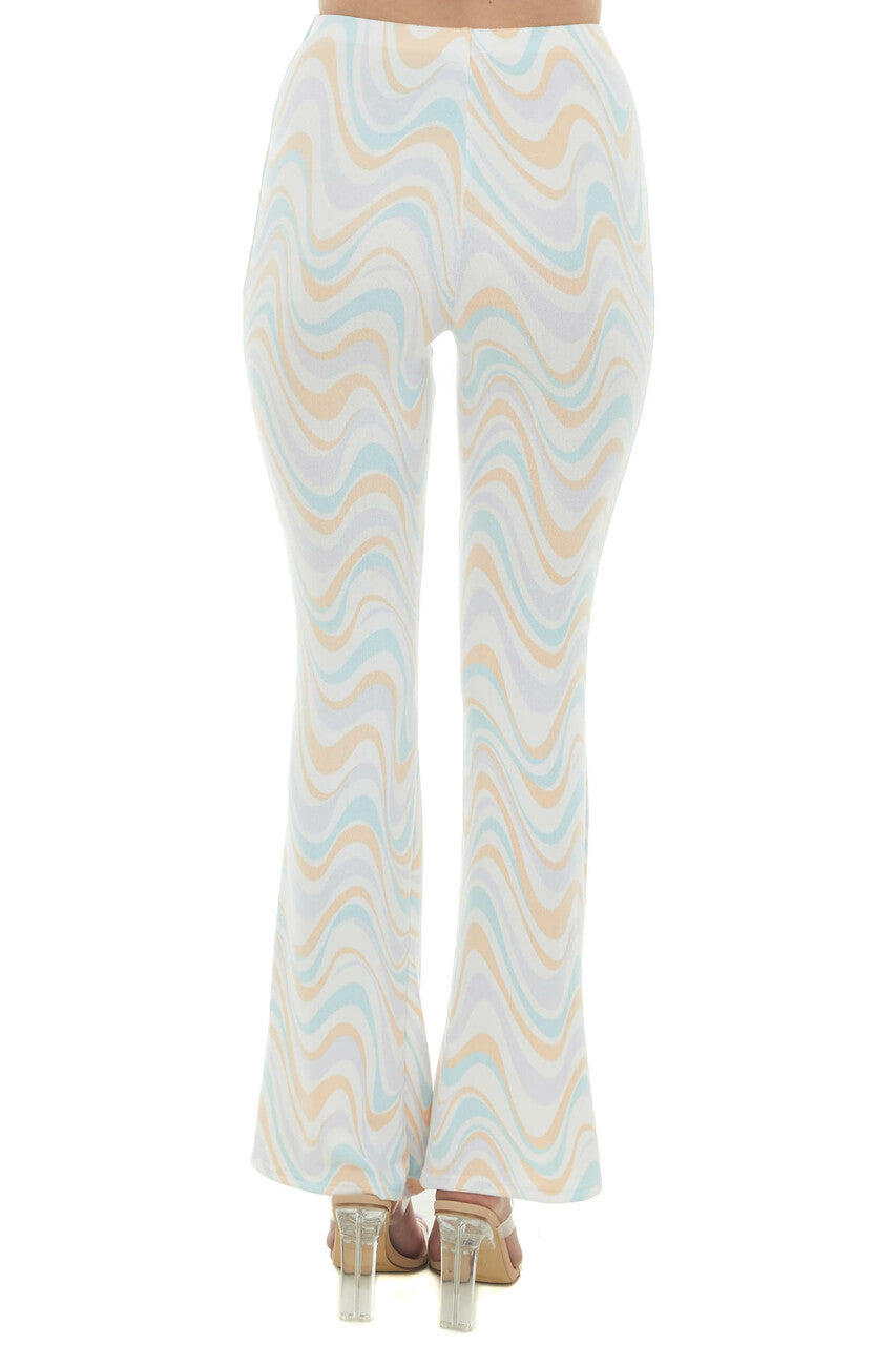 Off White Abstract Print High Waisted Pants 
