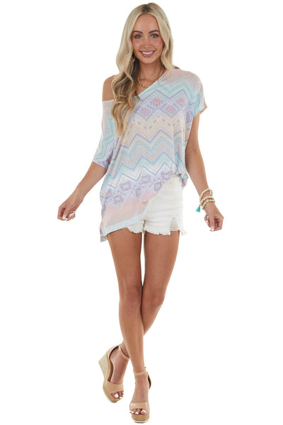 Iris Chevron Abstract Print Short Sleeve Tee