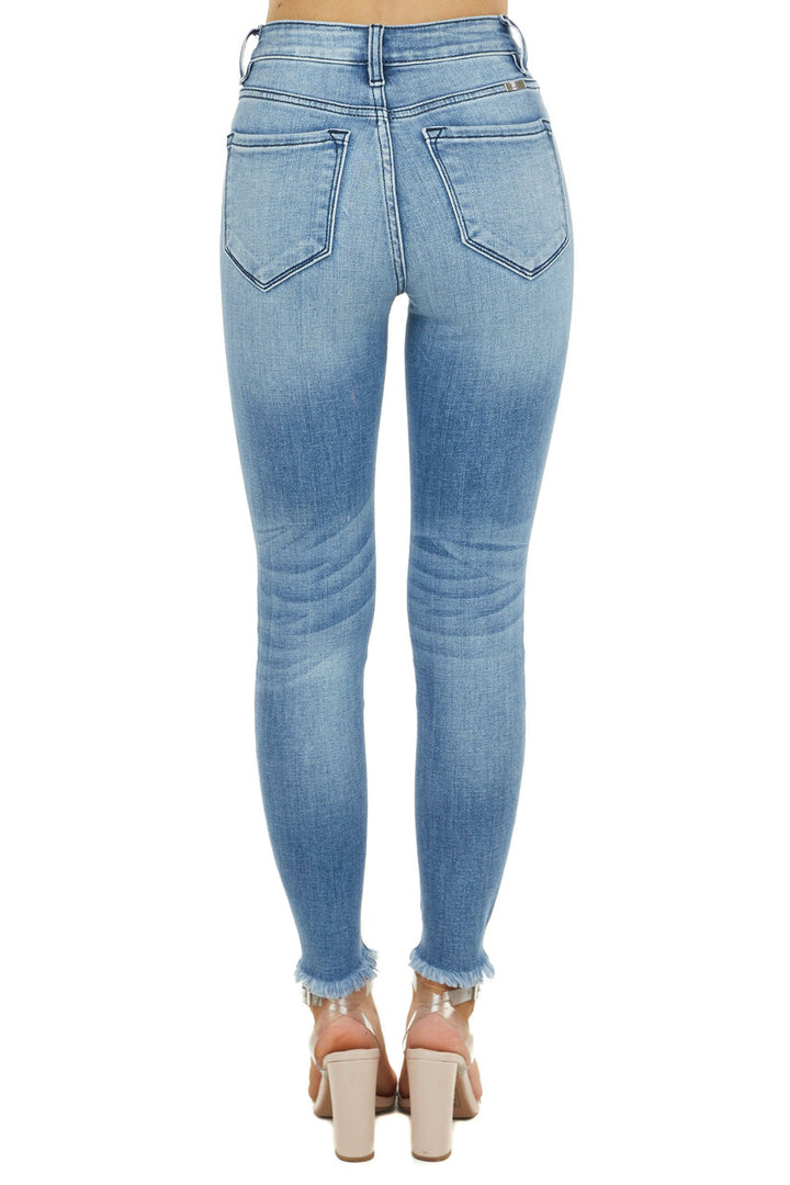 Medium Wash High Rise Super Skinny Distressed Jeans