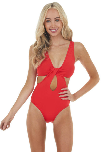 Candy Apple Keyhole One Piece Swimsuit with Cut Out Details