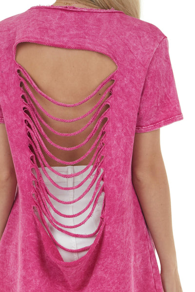 Mulberry Mineral Wash Top with Cut Outs 