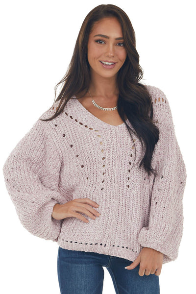 Blush Two Tone Chenille Pointelle Sweater