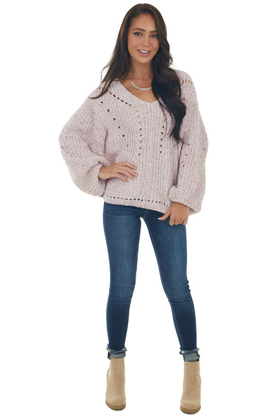Blush Two Tone Chenille Pointelle Sweater