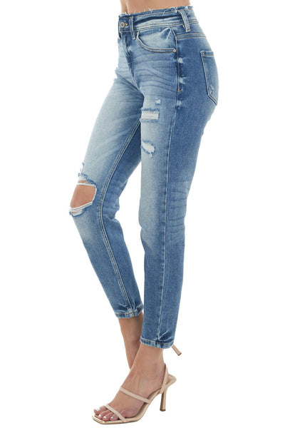 Medium Wash High Rise Relaxed Fit Jeans 