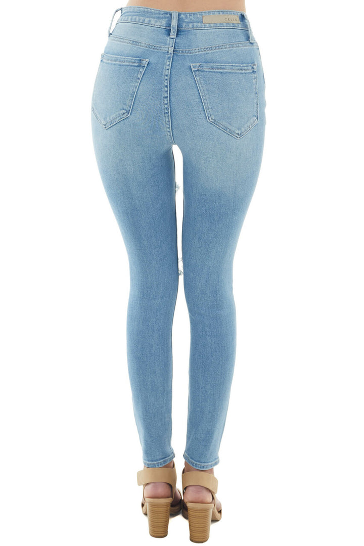 Light Wash Distressed High Rise Skinny Jeans