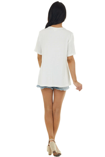 Ivory Strappy Criss Cross Neckline Tee 