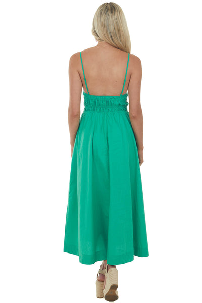 Jade Plunging Neck Sleeveless Maxi Dress