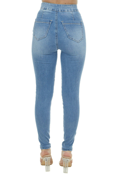 Light Wash High Rise Front Seam Skinny Jeans