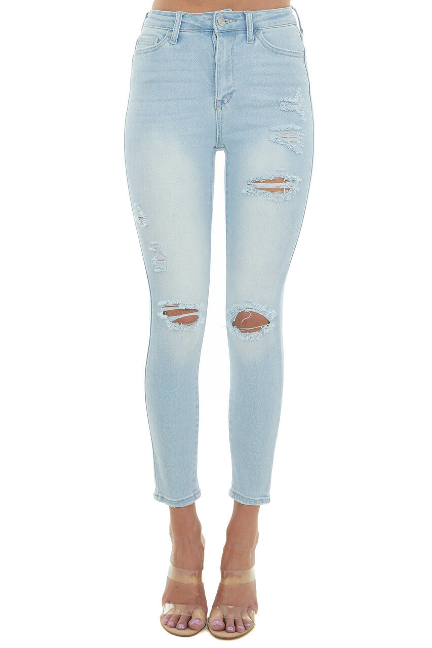 Light Wash High Rise Lightly Distressed Jeans