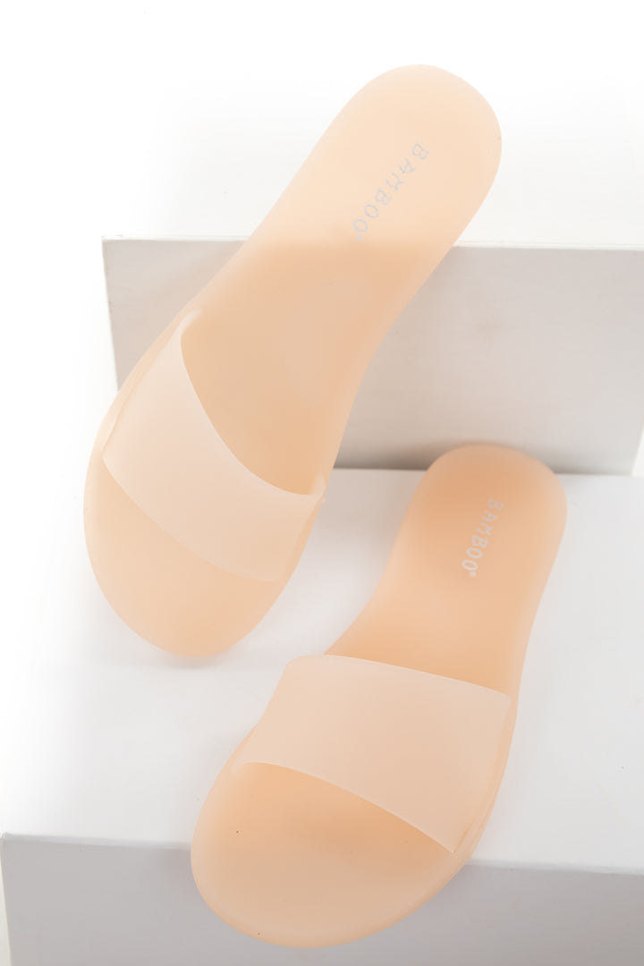 Peach Jelly One Strap Slide On Sandals 