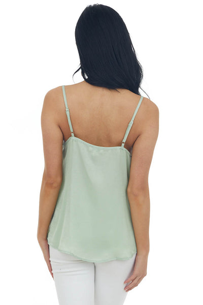 Sage Sheen Draped Neck Adjustable Strap Cami