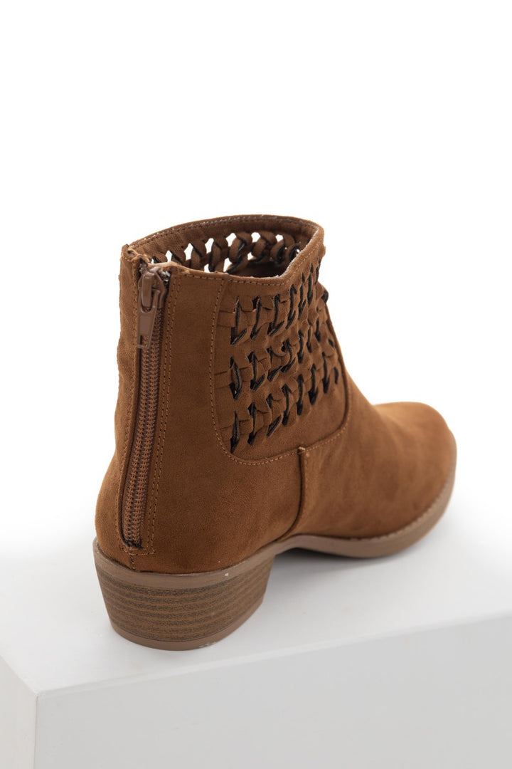 Sepia Faux Suede Braided Panel Booties 