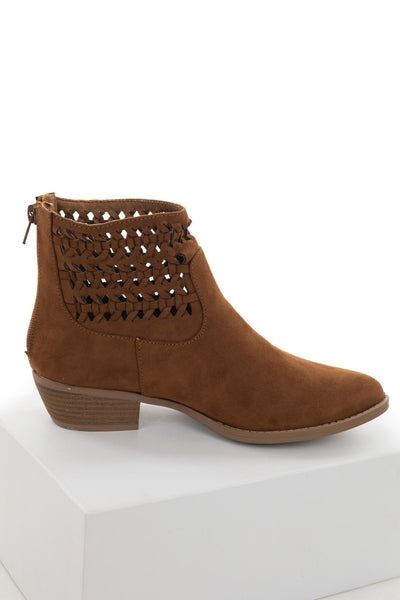 Sepia Faux Suede Braided Panel Booties 