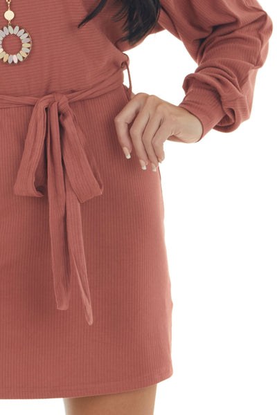 Terracotta Long Dolman Sleeve Boat Neck Dress