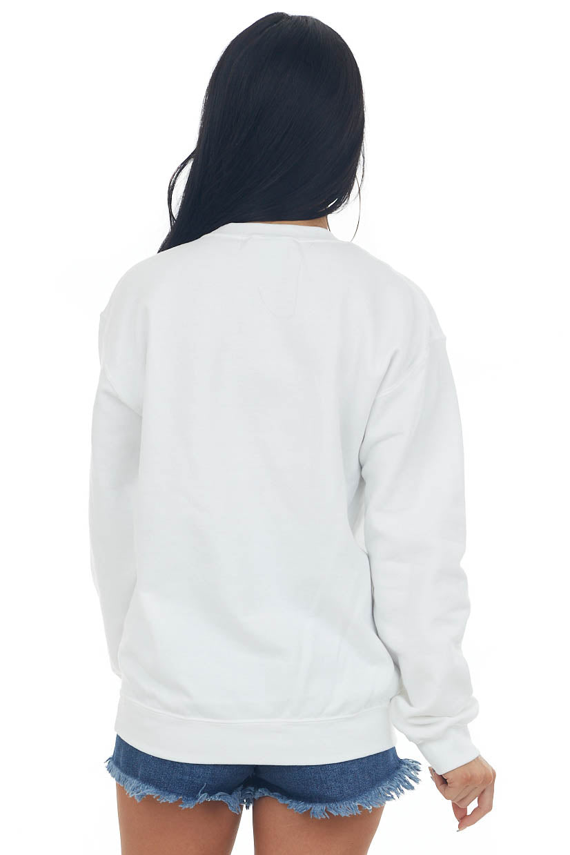 White and Periwinkle 'Hola Beaches' Sweatshirt