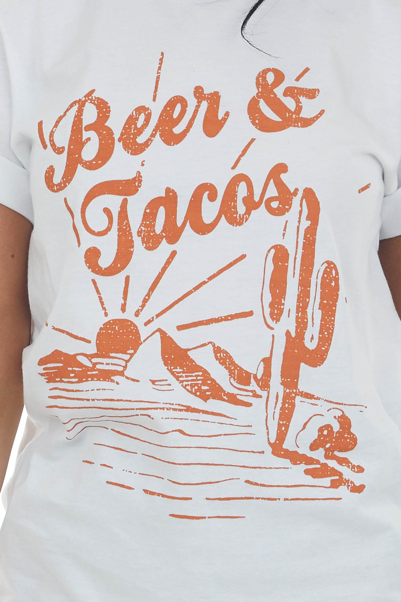 White 'Beer and Tacos' Desert Graphic Tee