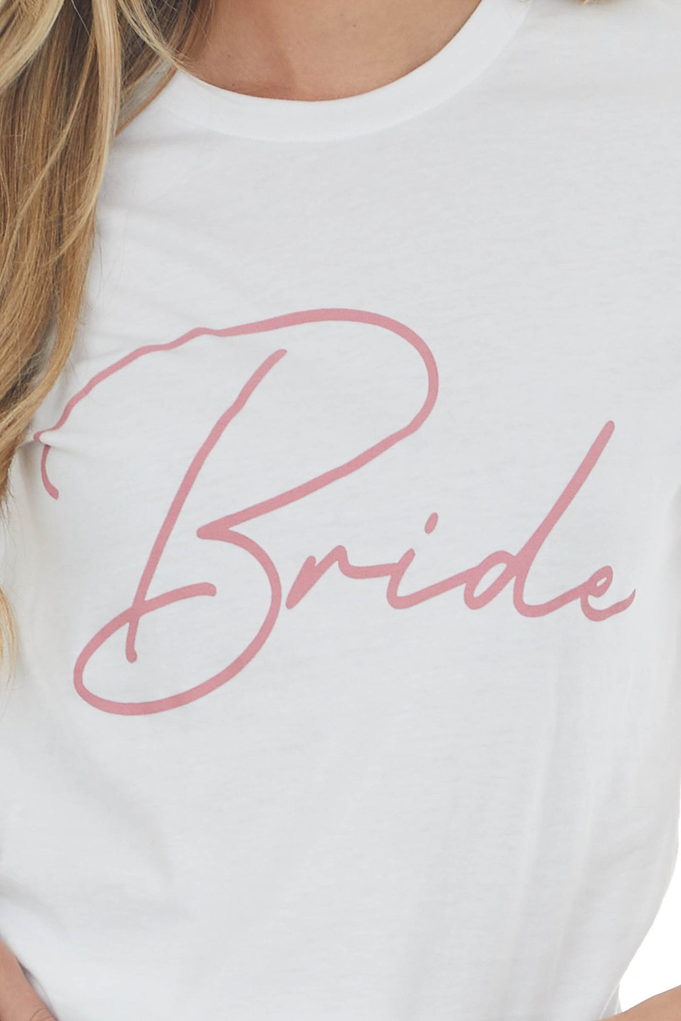 White 'Bride' Script Graphic Short Sleeve Tee